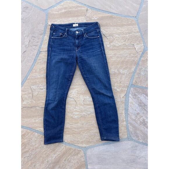 Mother Looker Blue Jean Clean Sweep 26 Stretch Skinny Ankle Distress Dark - Picture 1 of 6